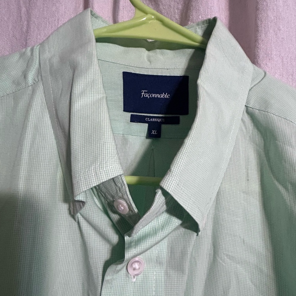 Faconnable Mint Green Casual Button-Down Shirt